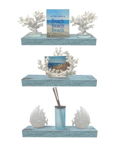 Sorbus Floating Shelf Set In Blue