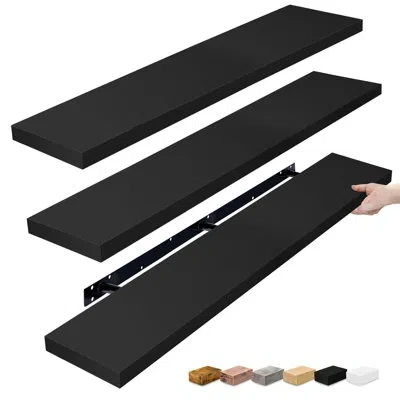 Sorbus Floating Shelves For Wall - 55 Inch Extra-long Bathroom Shelves, Wall Decor For Bedroom, Kitchen, Li In Black