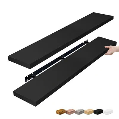 Sorbus Floating Shelves For Wall - 55 Inch Extra-long Bathroom Shelves, Wall Decor For Bedroom, Kitchen, Li In Black