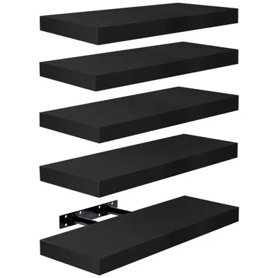 Sorbus Floating Shelves, Wall Mounted For Home Decor, 16.25 In. W X 5.5 In. D Mdf Wood Decorative Wall Shel In Black
