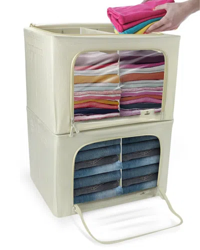 Sorbus Foldable Beige Storage Bag With Window And Divided In Neutral