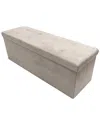 Sorbus Foldable Beige Suede Storage Bench In Multi