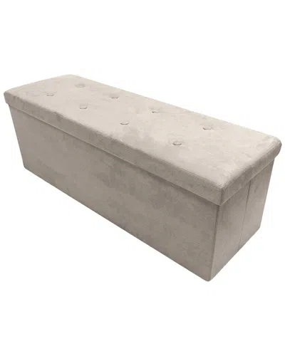 Sorbus Foldable Beige Suede Storage Bench In Multi