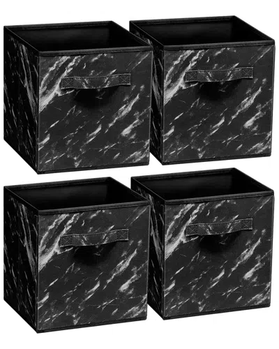 Sorbus Foldable Marble Storage Cube Bins (set Of 4) In Black