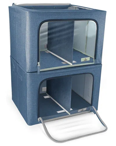 Sorbus Foldable Storage Bag With Window And Divided In Blue