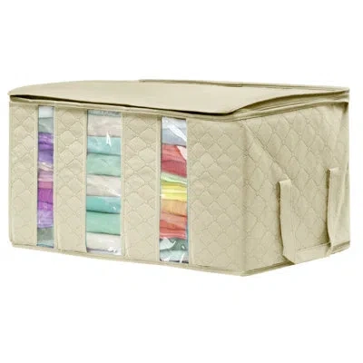 Sorbus Foldable Storage Fabric Cube Bin Bag Organizers, 3 Section, 1-piece In Beige