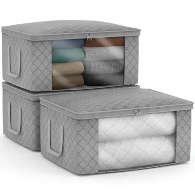 Sorbus Foldable Storage Fabric Cube Bin Bag Organizers, 3-pack In Grey In Gray