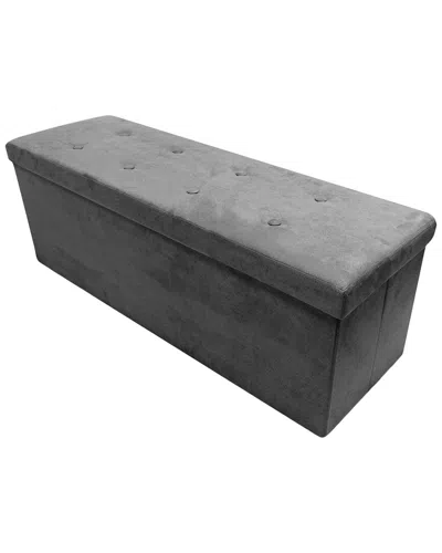 Sorbus Foldable Suede Storage Bench In Gray