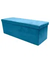 Sorbus Foldable Teal Suede Storage Bench In Blue