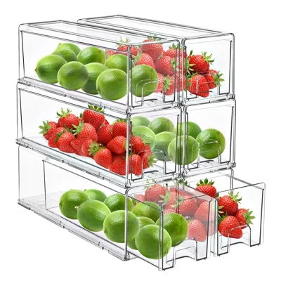 Sorbus Pack Of 6 Clear Stackable Refrigerator Drawers In Transparent