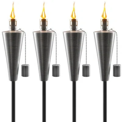Sorbus Garden Tiki Torches 60" Oil Lamp Fiberglass Wick Set Of 4 In Natural