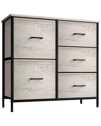 Sorbus Home Dresser With 5 Faux Wood Drawers In Grey