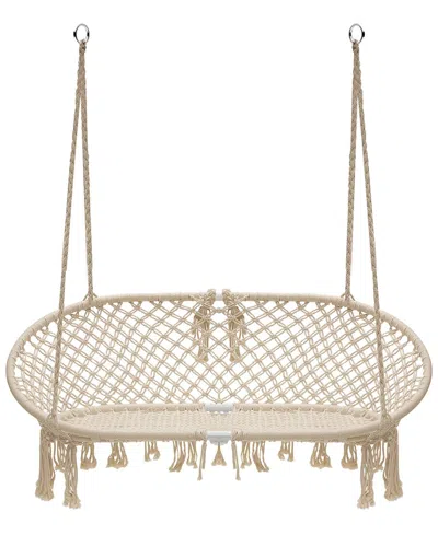 Sorbus Home Hanging Swing Bench In Beige