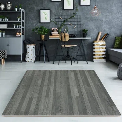 Sorbus Interlocking Floor Foam Mat In Gray Wood Print