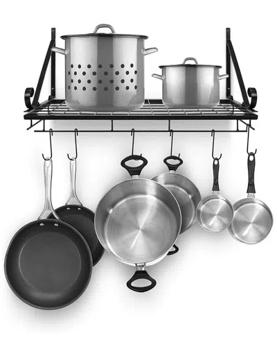 Sorbus Kitchen Wall Pan Rack With 10 Hooks In Gray