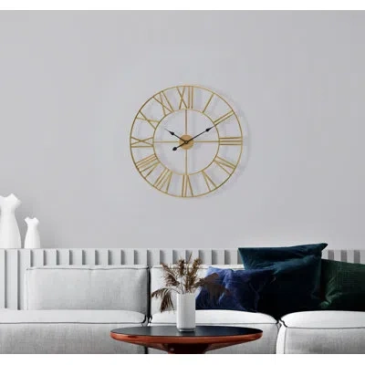 Sorbus Large 16" Roman Numeral Decorative Wall Clock In Gold