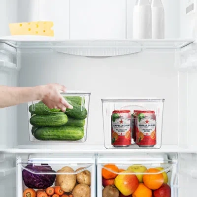 Sorbus Large Clear Kitchen, Pantry, And Fridge Storage Bins With Lids 2 Pack