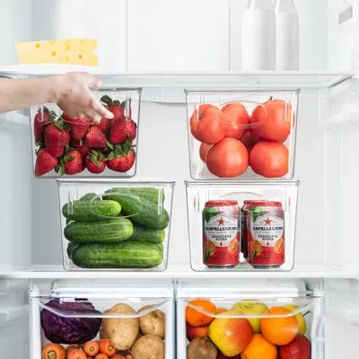 Sorbus Large Clear Kitchen, Pantry, And Fridge Storage Bins With Lids 4 Pack
