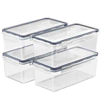 Sorbus Large Food Storage Containers - Pack Of 4 With Air Tight, Four-way Snap Lids In Clear