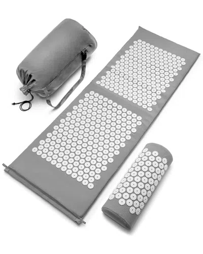 Sorbus Large Light Sivan Acupressure Mat And Pillow Set In Gray