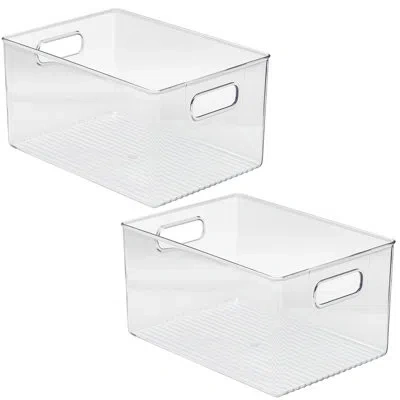 Sorbus Large Plastic Kitchen, Pantry, And Fridge Storage Bins With Handles 2 Pack In Clear