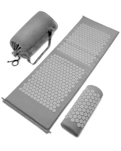 Sorbus Large Sivan Acupressure Mat And Pillow Set In Gray