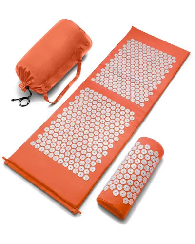 Sorbus Large Sivan Acupressure Mat And Pillow Set In Orange