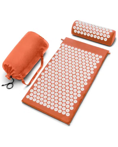 Sorbus Large Sivan Acupressure Mat And Pillow Set In Orange