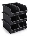Sorbus Large Stackable Garage Storage Bins - Set Of 6 In Black