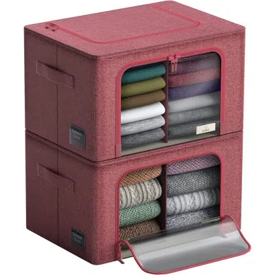 Sorbus Large Storage Box 2-compartment Foldable With Window & Handles 2 Pack In Pink