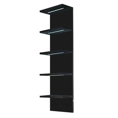 Sorbus Led Light Display Shelf - Vertical 5 Tier Wall Shelf Unit With 2 Hooks, Column Utility Shelving For  In Black