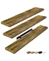 Sorbus Long Floating Walnut Shelves (set Of 3) In Brown