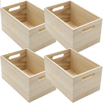 Sorbus Lot De 2 Caisses En Bois Brut, Bacs De Rangement, Boîte En Bois, Conteneurs Pour Armoires, Grande Ta In Brown