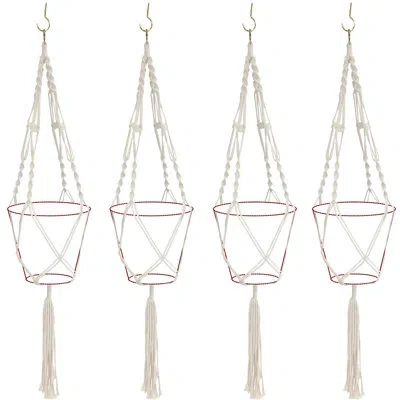 Sorbus Macrame Plant Hanger With Natural Fibers In Beige
