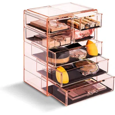Sorbus Makeup  7 Drawers Acrylic Makeup And Jewelry Cosmetics Organizer In Pink