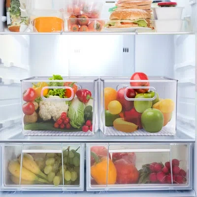 Sorbus Medium Clear Kitchen, Pantry, And Fridge Storage Bins With Handles