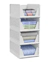 Sorbus Medium Foldable Open-front Stackable Plastic Baskets 4-pack In White