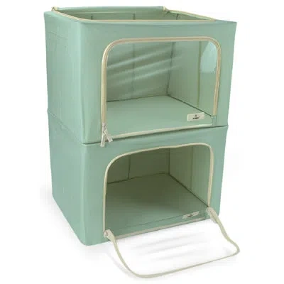 Sorbus Medium Storage Box Foldable With Window & Handles In Teal