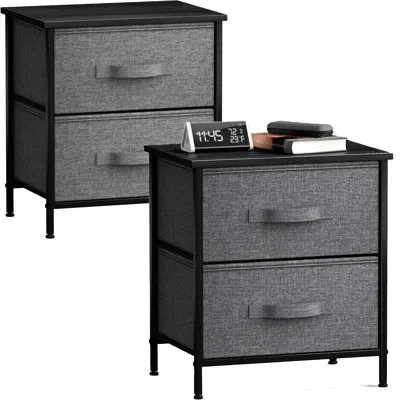 Sorbus Modern Nightstand With 2 Drawers - Set Of 2, Black - Bedside Furniture End Table Night Stand With St