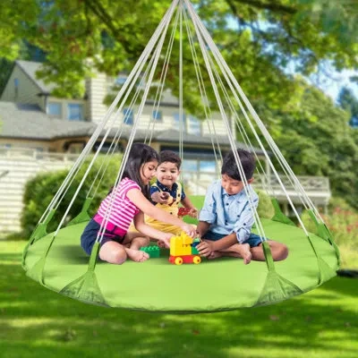 Sorbus Nest Swing  Saucer Hanging Swing Nest 56" With Pillow In Green