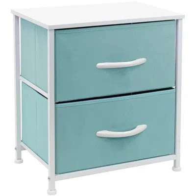 Sorbus Nightstand With 2 Drawers In Aqua,white