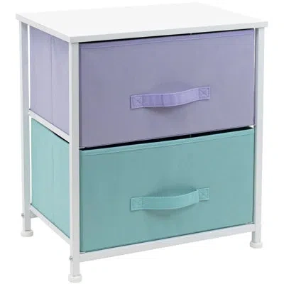 Sorbus Nightstand With 2 Drawers In Pastel In Teal,purple,aqua