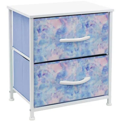 Sorbus Nightstand With 2 Drawers In Tie Dye Blue In Tie-dye