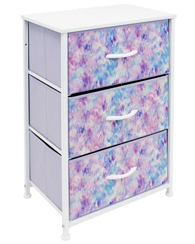 Sorbus Nightstand With 3 Drawers Tie Dye Purple