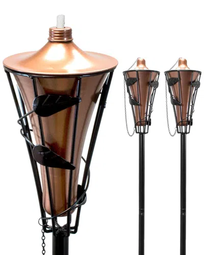 Sorbus Outdoor Metal Patio Torches In Brown