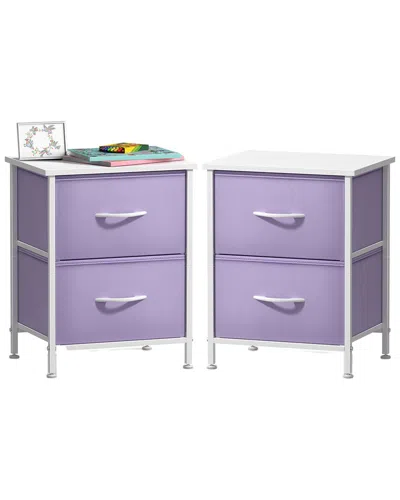 Sorbus Pack Of 2 Nightstands With 2 Drawers In Purple