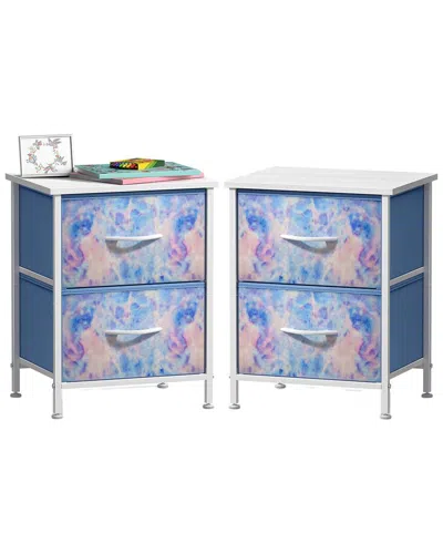 Sorbus Pack Of 2 Nightstands With 2 Drawers In Blue