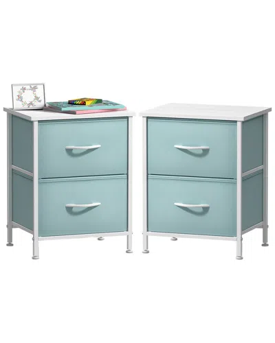 Sorbus Pack Of 2 Nightstands With 2 Drawers In Blue