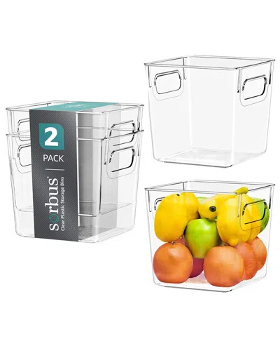 Sorbus Pack Of 2 Small Clear Plastic Storage Bins In Blue
