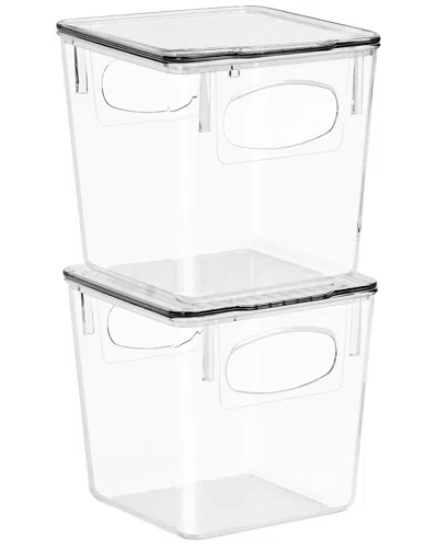 Sorbus Pack Of 2 Small Plastic Storage Bins With Lids In Transparent